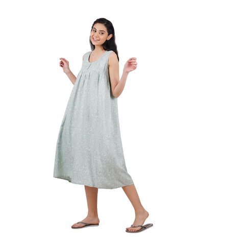 Cotton Nighty with Yoke and Gathers