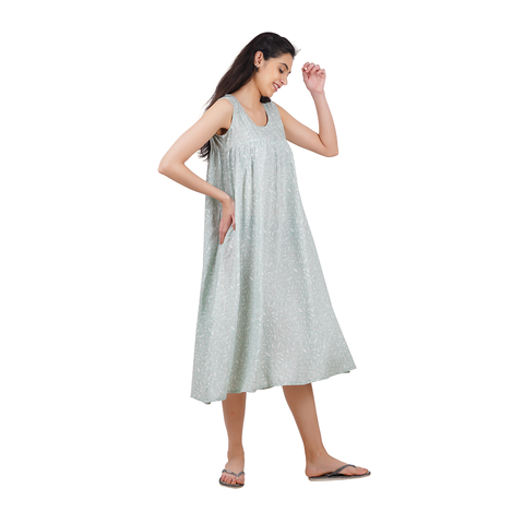 Cotton Nighty with Yoke and Gathers