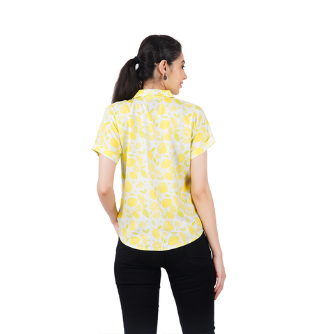 Cotton Viscose Shirt with Sewn -In Turn  Up Sleeve
