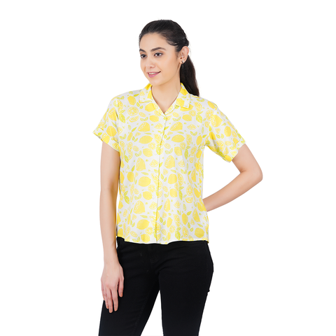 Cotton Viscose Shirt with Sewn -In Turn  Up Sleeve