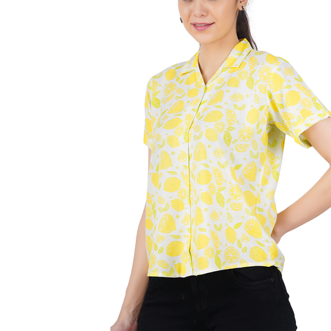 Cotton Viscose Shirt with Sewn -In Turn  Up Sleeve