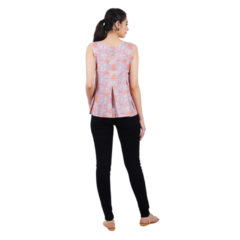 Paisley Printed Yoke Attached Circular Cut Top