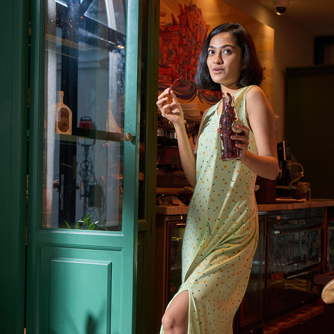 Sleeveless Night Dress with Metallic Zippers