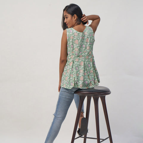 Paisley Printed Yoke Attached Circular Cut Top