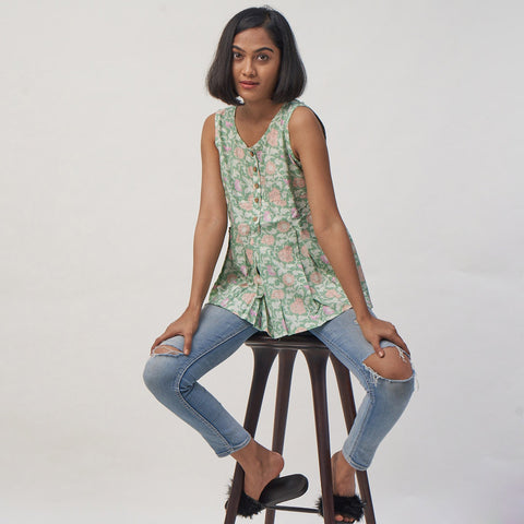 Paisley Printed Yoke Attached Circular Cut Top
