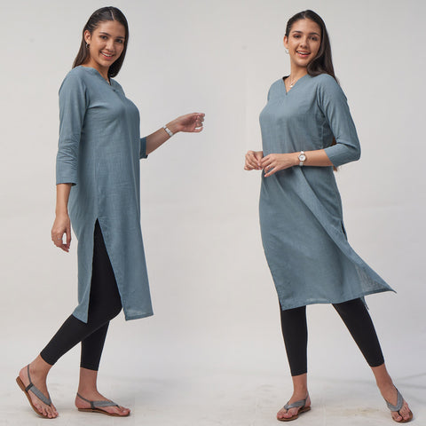 Kurta with Lapel Neckline 1